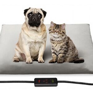Heated Pad for Pets 10-Temp Settings Waterproof Chew-Resistant Cord Washable